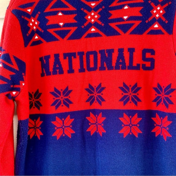 EUC Washington Nationals v-neck baseball Christmas sweater size women's xl - Picture 5 of 5